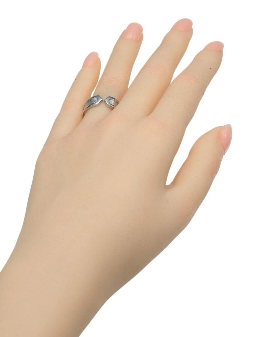 CARTIER 2C Ring K18 white gold #6.6(US Size) 7.7g Women